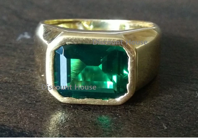 Men's Gift Simulated Green Solitaire Pinky Band Ring Real  925 Sterling Silver
