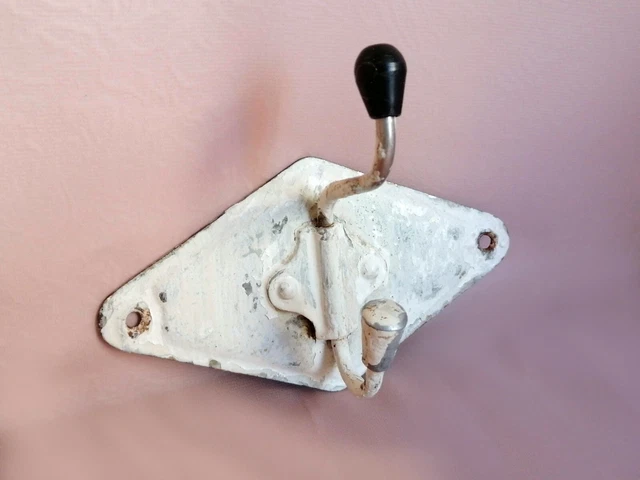 Vintage Wall Hooks Mounted Coat Door 2 Pegs Metal Painted Old Rustic