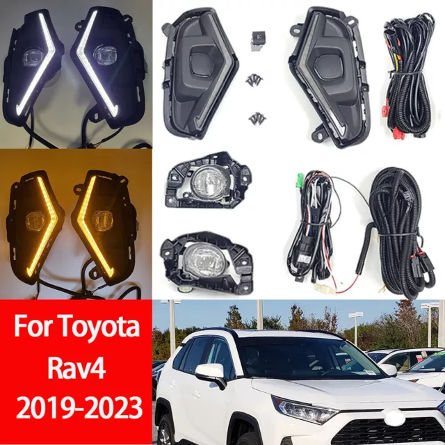 1Paar LED Nebelscheinwerfer mit Tagfahrlicht Kabelbaum für Toyota Rav4 2019-2023