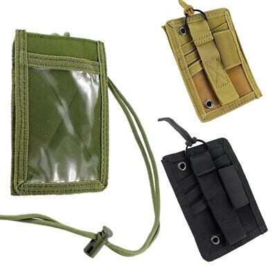 Tactical Credit Card Pen Knife Organizer ID Card Holder Pouch with Neck Lanyard