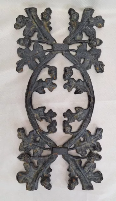 VTG Cast Iron Oak Leaves And Acorns Fence Gate Wall Garden Decorative Panel 17x8