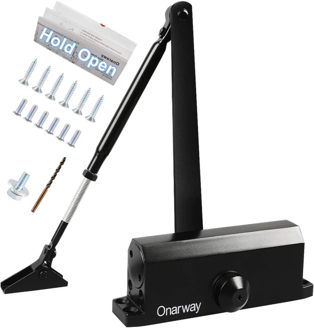 Automatic Door Closer Hold Open Size 3 Spring Hydraulic Door Closure Aluminum Al
