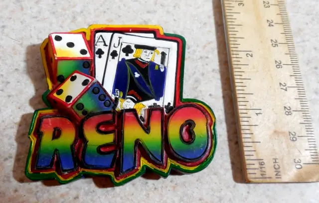 Reno Nevada Cards Dice Resin  Fridge Magnet Jack Ace Gambling