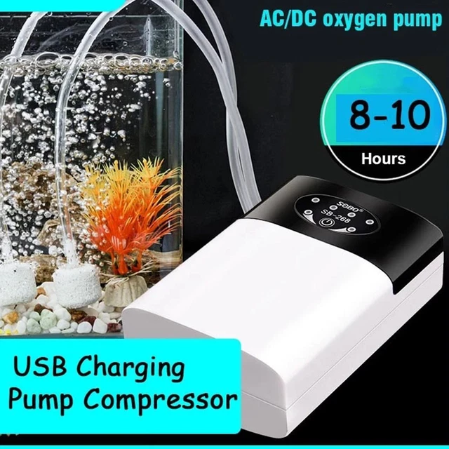 Pompe à Air Aquarium USB Rechargeable - 1.5W, 3L/min - Silencieuse & Puissante - 4