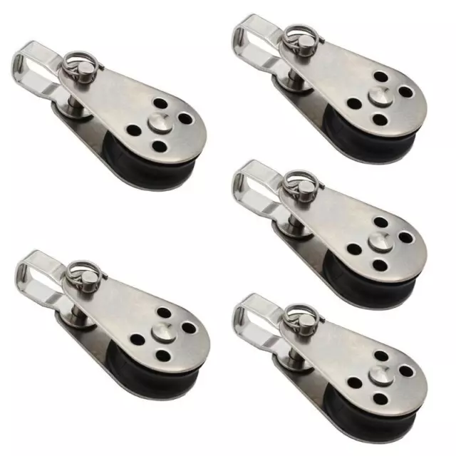 5pcs Stainless Steel Pulley Block Hanging Wire Towing Wheel Swivel Lifting Rope