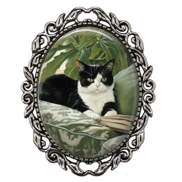 Exotic Shorthair Tuxedo Cat Black White Tuxie Mom Gift Sweater Brooch Pin