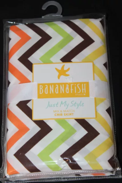 Bananafish Just My Style Zig Zag Crib Skirt orange brown chevron new