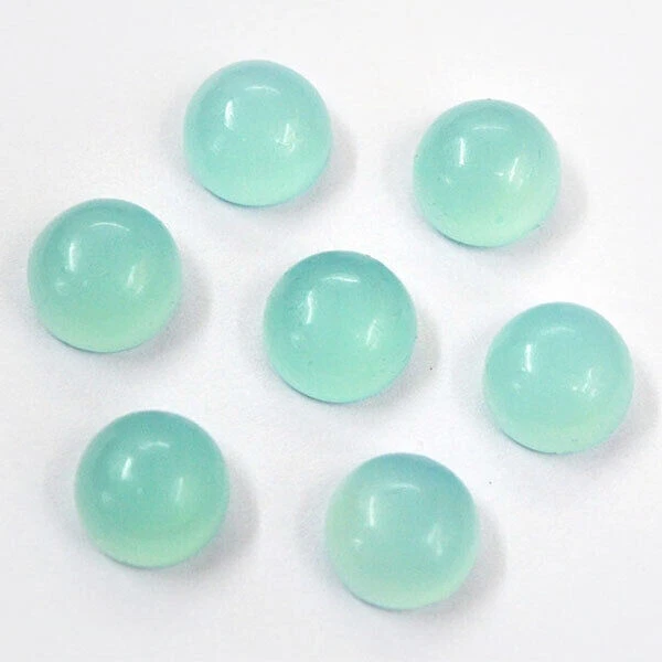 3 Mm Bis 7 Mm Natürlicher Aqua-Chalcedon, Runde Form, Flache Rückseite,...