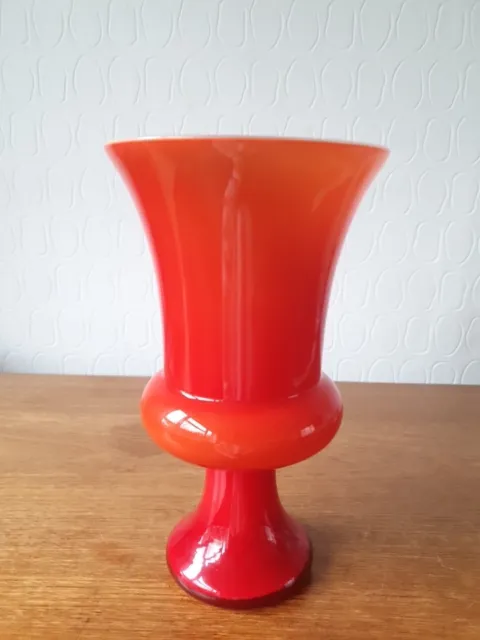 Vintage Italian Empoli Cased Orange/ Red Vase Circus 60s / 70s in VGC