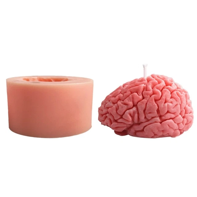 Moldes de velas cerebrales 3D molde de silicona artificial en forma cerebral para molde de hornear hágalo usted mismo