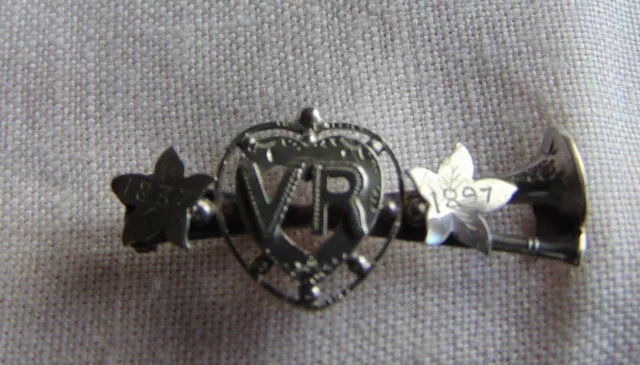 Victorian Sterling Silver Diamond Jubilee Brooch Hm 1897