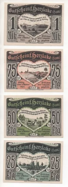 NOTGELD - HERZLAKE - 4 different notes (H070) (USA) H070