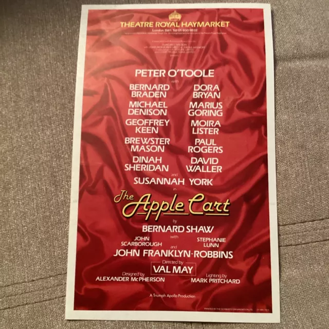 THEATRE ROYAL HAYMARKET Flyer THE APPLE CART Peter Otoole