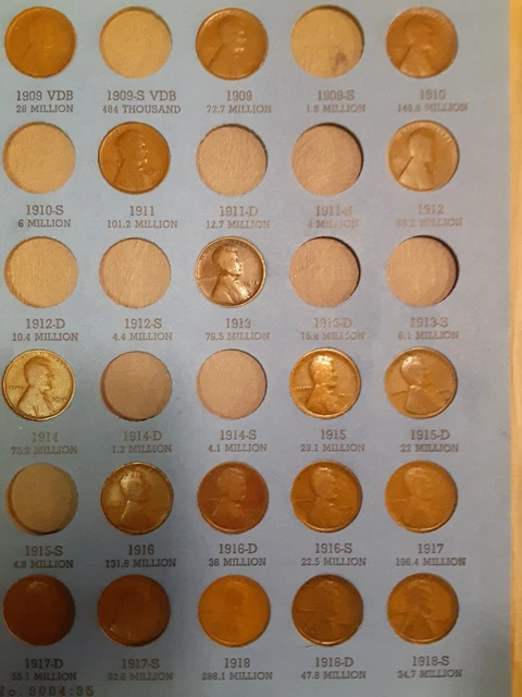 lincoln penny set collection 1909 vdb-2022 p d s wheat cent includes bu memorial 3
