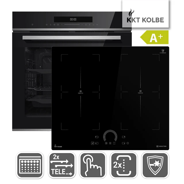 Four électrique encastrable 60 cm + Plaques de cuisson induction 59 acier inox
