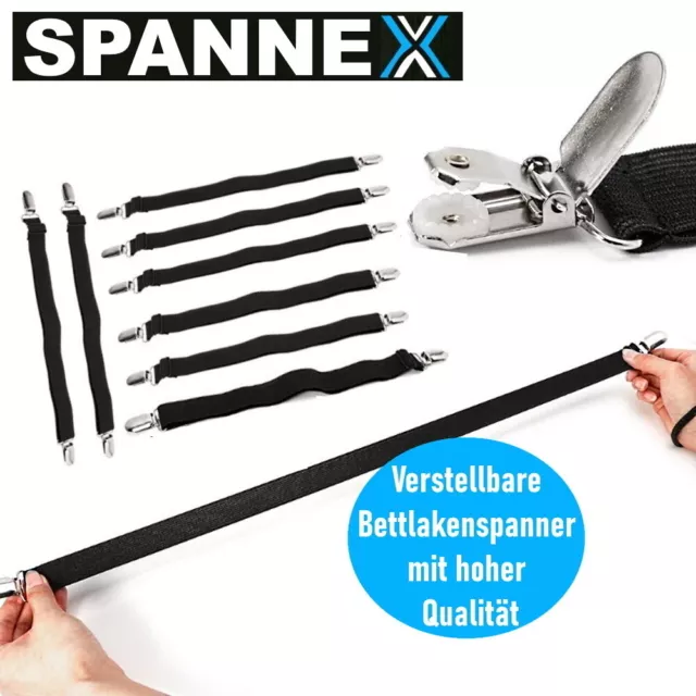 SPANNEX verstellbare Bettlakenspanner Betttuchspanner Lakenspanner bis200cm 8er 3