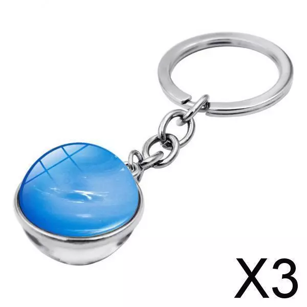 3X Métal Gem Cabochon Keychain Split Anneaux Mode Porte-clés