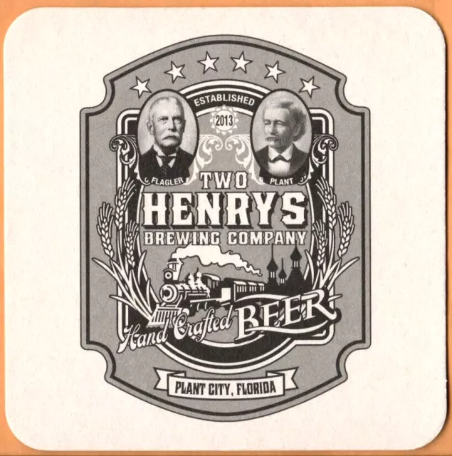 Two Henrys Brewing Co Beer Coaster Plant City FL