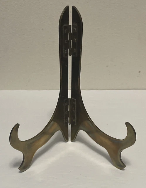 Vintage Ornate Brass Metal Plate Picture Stand Small  Easel Stand Holder