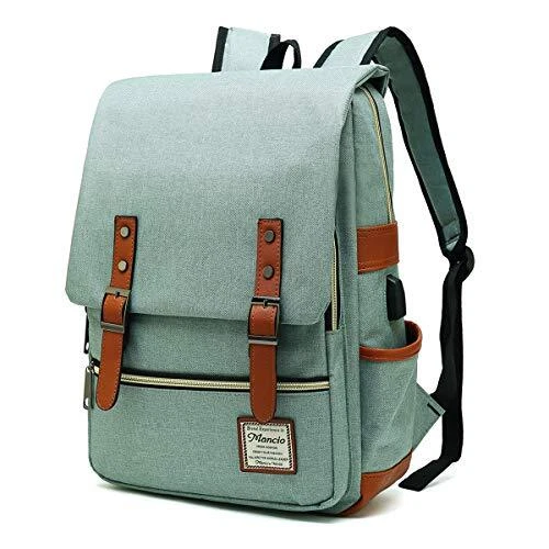 Vintage Laptop Backpack with USB Charging Port, Slim Tear Resistant Bu...