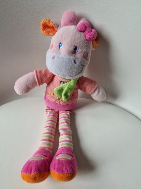 Peluche Doudou Vache Rose MOTS D'ENFANTS Leclerc Echarpe Vert Chat 33 Cm