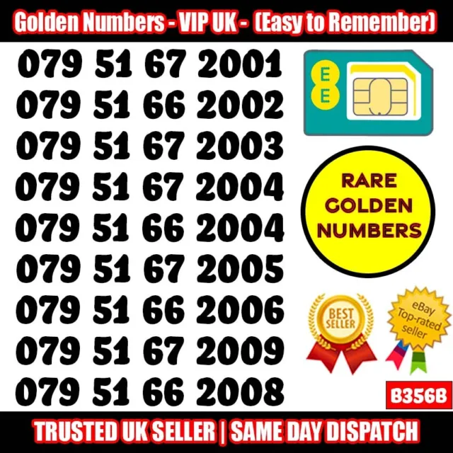 Golden Number VIP UK SIM - LOTTO numeri facili da ricordare e memorizzare - B356B