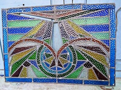 Stained Glass Leaded Colored Panels Vintage Art Deco Architectural Salvage Old#4