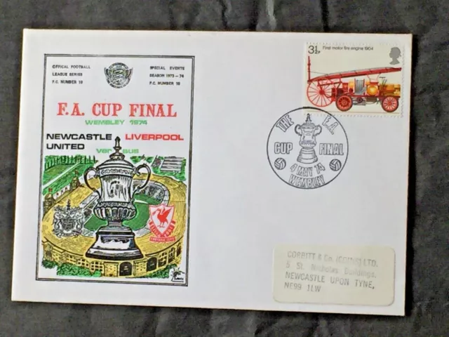 FA Cup Final Wembley 1974  Newcastle United vs Liverpool Dawn FDC, Wembley p/m