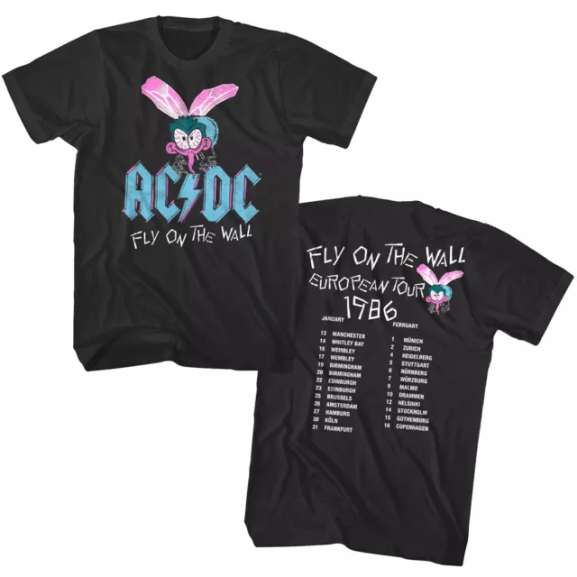 ACDC Fly On The Wall European Tour 1986 Men's T Shirt Rock Band Concert Merch