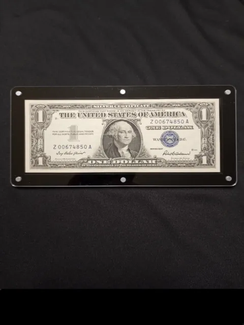 🇺🇸 1957 Silver Certificate Blue Seal $1 Bill In Acrylic UNCIRCULATED
