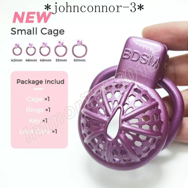 Round Pan Chastity Cage Devices Stealth Lock Rings Sissy Short Purple Cage