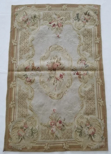 Antique French Needle Point Aubusson Floral Multicolor Wool Rug Carpet 122x78cm Antique French Needle Point Aubusson Floral Multicolor Wool Rug Carpet 122x78cm