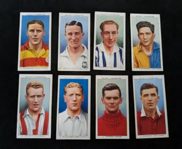 Lot x 8 1939-40 W.D & H.O Wills Association Footballers Tobacco Cards 3