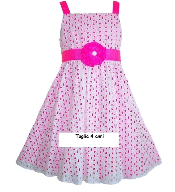 Abito Bambina  Nuovo Taglia 4 Anni Bianco E Rosa
