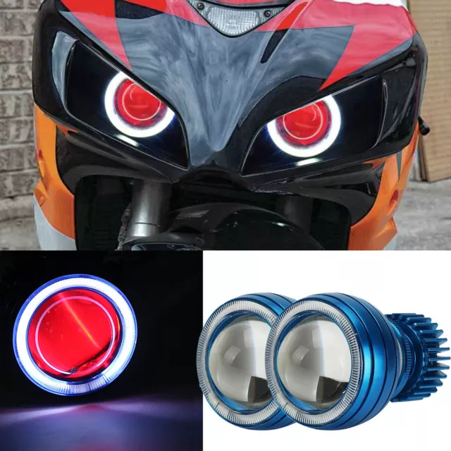 2x Motorcycle  For Honda CBR 600 1000 RR LED Headlight Angel Eye Demon Projector