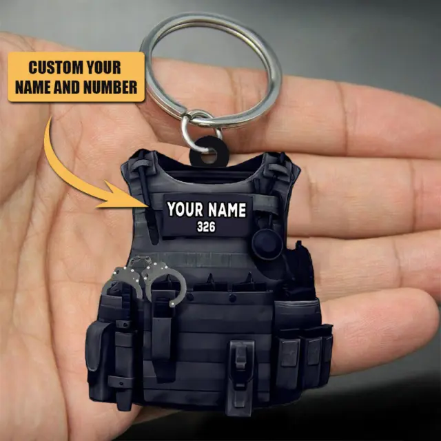 Custom Name Police Bulletproof Vest Personalized Flat Acrylic Keychain