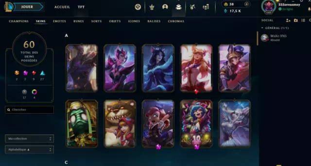 League of Legends Account EUW UNRANKED LvL 141 ! 60 Skins