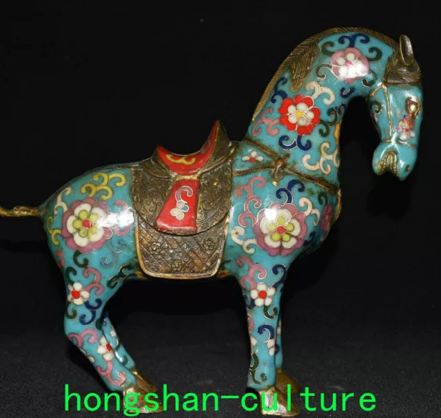 9.4 '' Cloisonné Émail Bronze Fengshui 12 Zodiac Jun Ru Hores Animal Statue