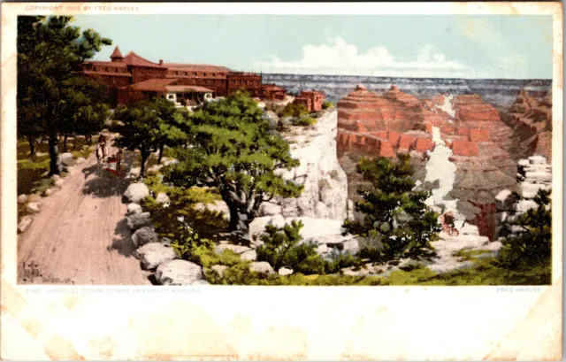 Grand Canyon AZ-Arizona, Hotel El Tovar, Road, Vintage Postcard