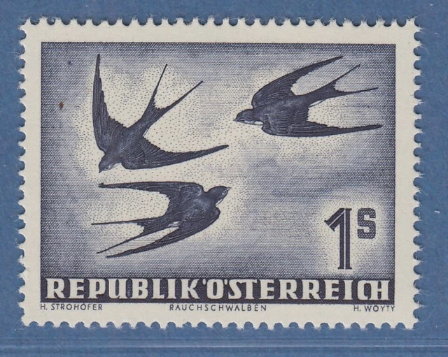 Österreich 1953 Freimarke Vögel 1 Schilling Rauchschwalben Mi.-Nr. 984