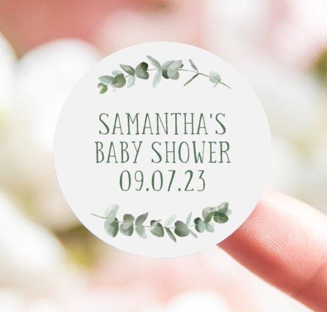 Personalised baby shower sticker eucalyptus stickers botanical 35x sticker