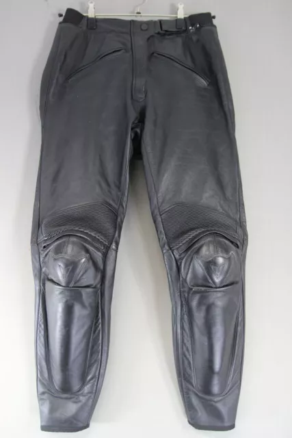 Dainese Women's Black Leather Biker Trousers With Ce Armour Waist 30-32"/Leg 29"