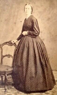 NEW YORK CITY CDV 1860s Woman Hoop Skirt Civil War Era J. Taylor Antique Photo
