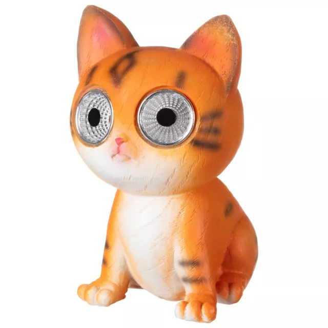 Solar Powered Light Up Eyes Cat Ornament Garden Decoration Bright Led Light