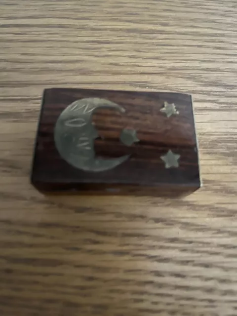 Wooden & Brass Trinket Box Moon & Stars