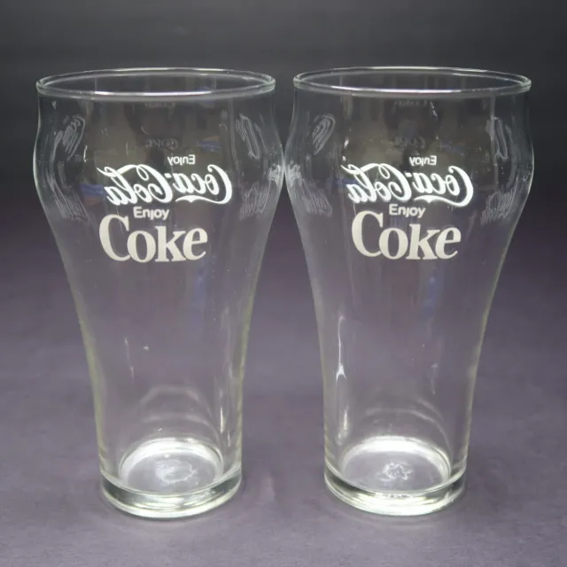 Set of 2 Vintage Coke Drinking Glasses 16 fl oz. Enjoy Coca Cola