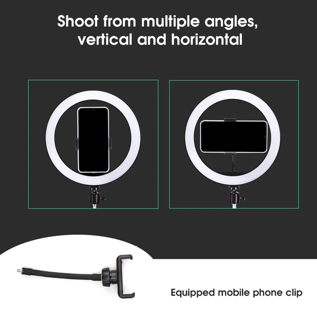 10 Pouces USB Ring Light Set LED Selfie Ring Light 3500-6000K Dimmable Hauteur