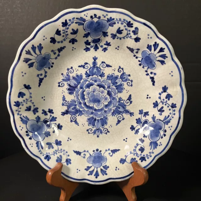 Royal Delft Porceleyne Fles decorative Dish  8  inches Vintage 1949 Crazing MCM