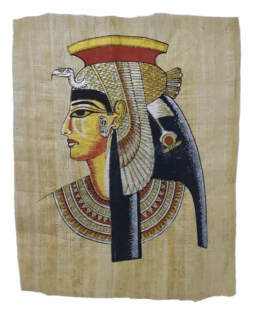 Rare Authentic Hand Painted Ancient Egyptian Papyrus Queen Cleopatra 16x12 Inch