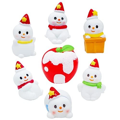 7Pack Mini Cute Figures Cake Toppers, Lovely Characters Toys Miniature Snowman